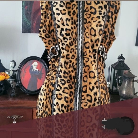 Y2k Lip Service Hollywood Geisha leopard dress punk rock, goth. Rare Med-large - Picture 3 of 5